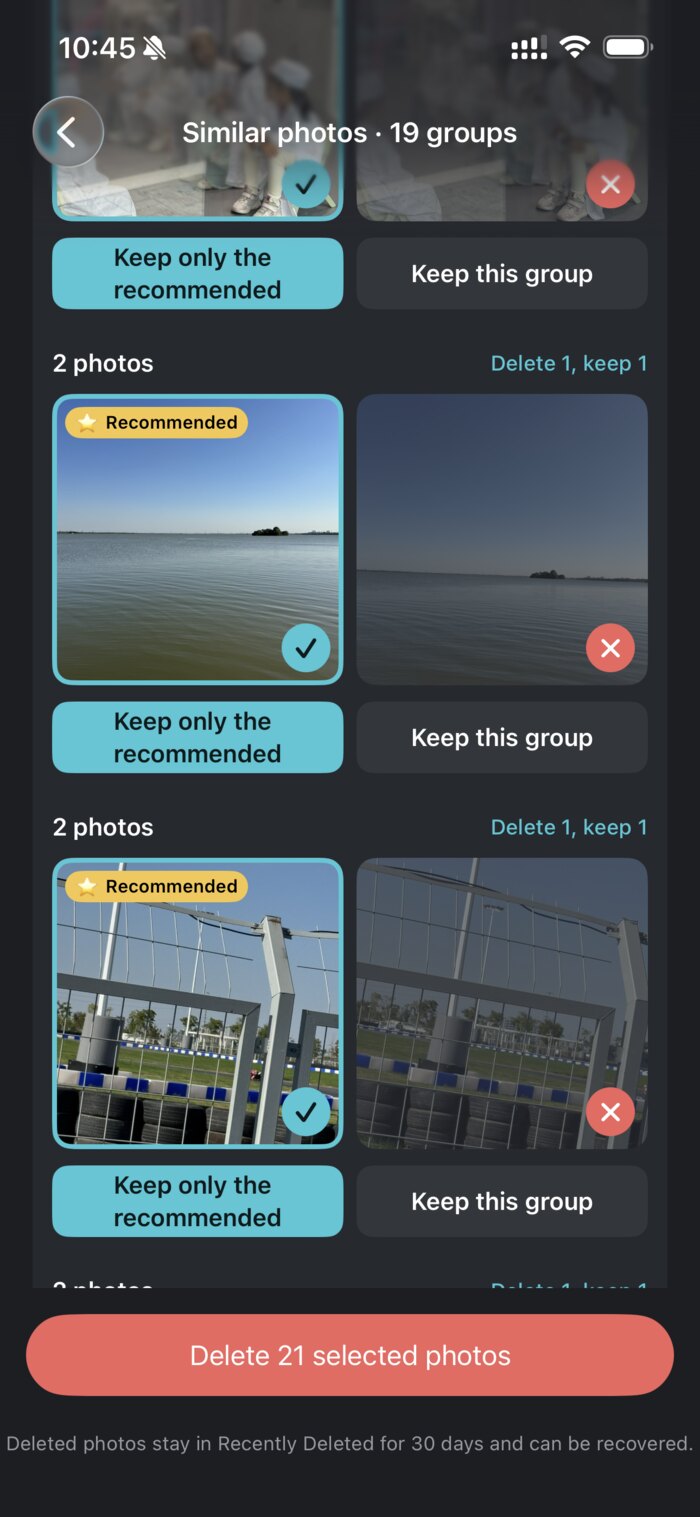 KeepSort Photos interface for comparing similar photos